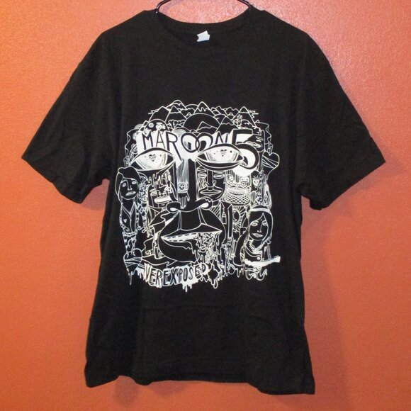 Maroon 5 Over Exposed Men X Large Black White Graphic Short Sleeve Band Shirt - Picture 5 of 8